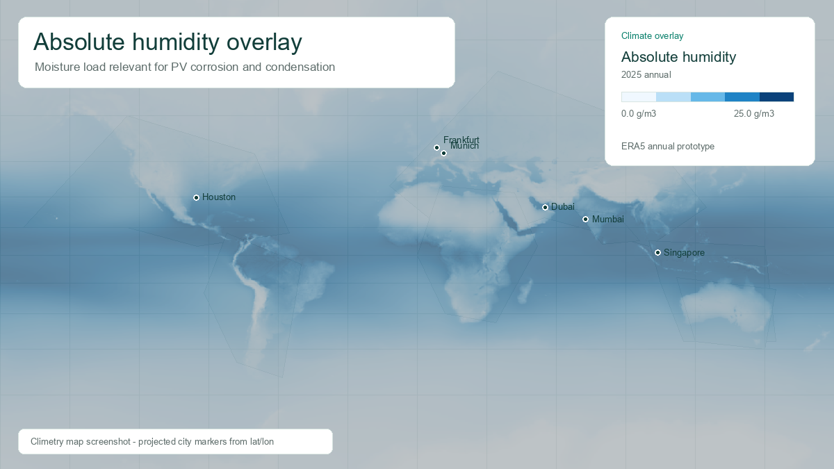 Climetry map screenshot with absolute humidity overlay